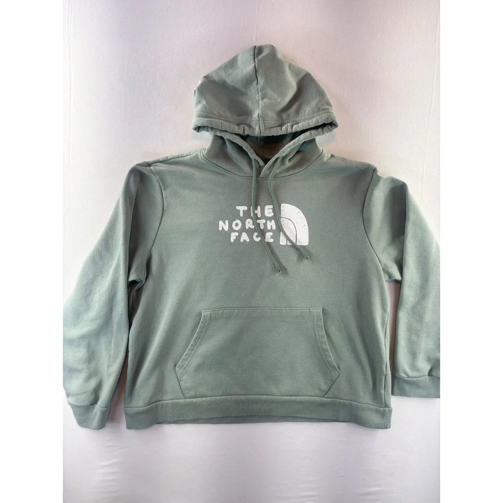 The North Face Circular Design Hoodie Sage Green Graphic Logo Pullover Mens XL